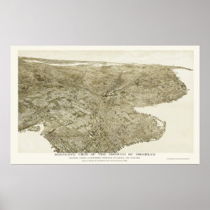 Brooklyn, NY Panoramic Karta - 1897 Poster