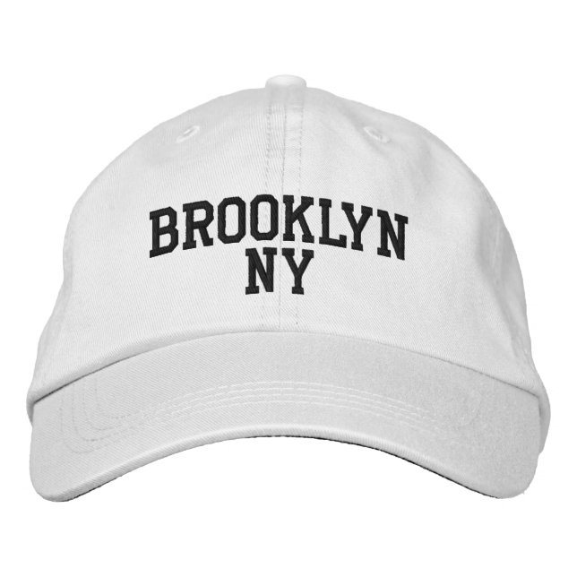 BROOKLYN NY Simple Black on White Broderad Keps (Framsida)