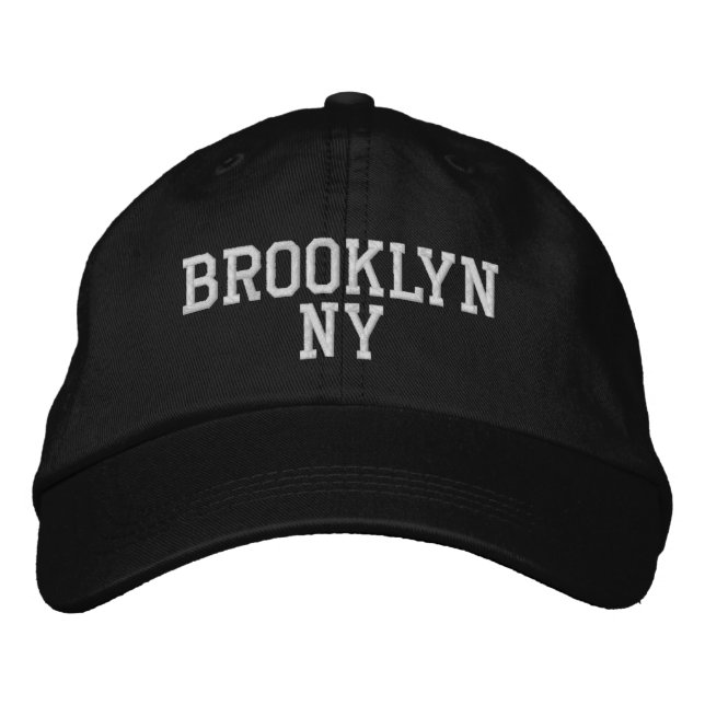 BROOKLYN NY Simple White on Black Broderad Keps (Framsida)