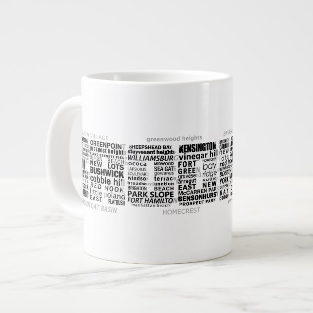 Brooklyn NY Typography Design Jumbo Mugg (Framsida vänster)