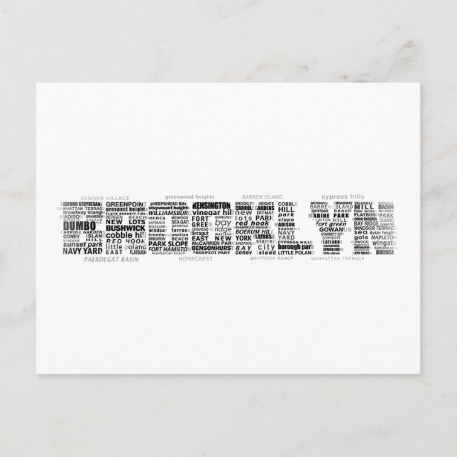 Brooklyn NY Typography Design Vykort (Framsida)