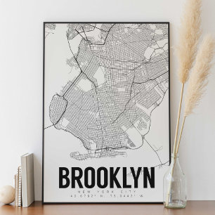 Brooklyn NYC Minimalist Karta Art Poster