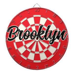 Brooklyn nyc, redigerbar text Black White Retro Darttavla
