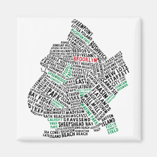 Brooklyn NYC typografikarta Magnet
