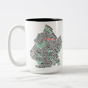 Brooklyn NYC typografikarta Två-Tonad Mugg