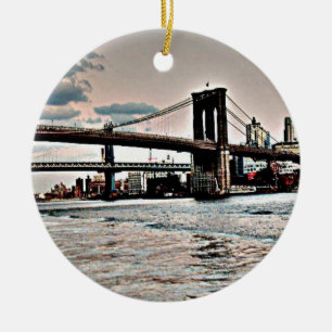 Brooklyn överbryggar julgransprydnad keramik