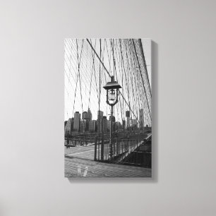 Brooklyn överbryggar lampan i B&W på kanfas Canvastryck