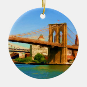 Brooklyn överbryggar målning julgransprydnad keramik