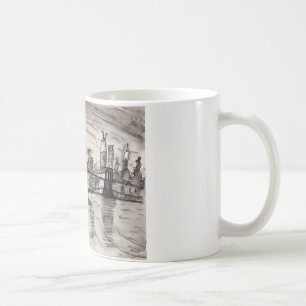 Brooklyn överbryggar och en grå färghimmel kaffemugg