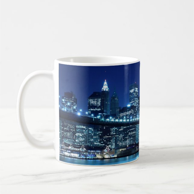 Brooklyn överbryggar och Manhattan horisont Kaffemugg (Vänster)