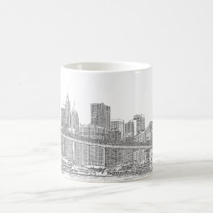 Brooklyn överbryggar och Manhattan horisont Kaffemugg