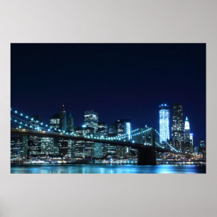 Brooklyn överbryggar på nattaffisch (30,00" x poster