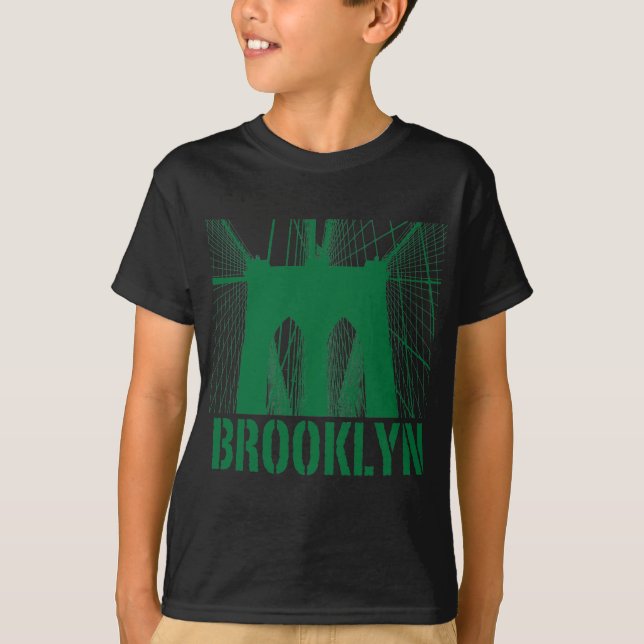 Brooklyn överbryggar silhouettegrönt t-shirt (Framsida)