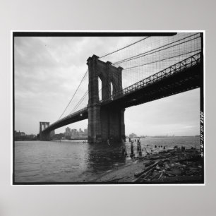 Brooklyn överbryggar svartvitt fotograferar poster