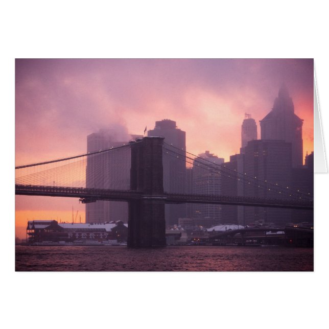 Brooklyn överbryggar under Snowstorm Hälsningskort (Framsidan Horizontal)