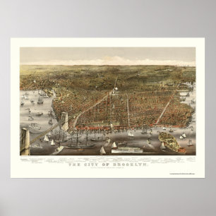 Brooklyn panorama- karta för NY - 1879 Poster