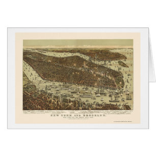 Brooklyn panorama- karta för NY - 1892 Hälsningskort