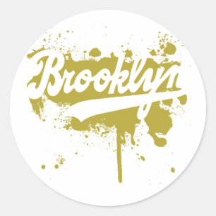 Brooklyn Paskarpt Mustard Sticker Runt Klistermärke