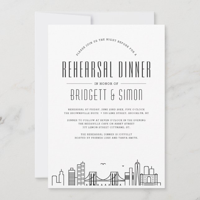 Brooklyn Rehearsal Dinner | Skyline Inbjudan (Framsida)