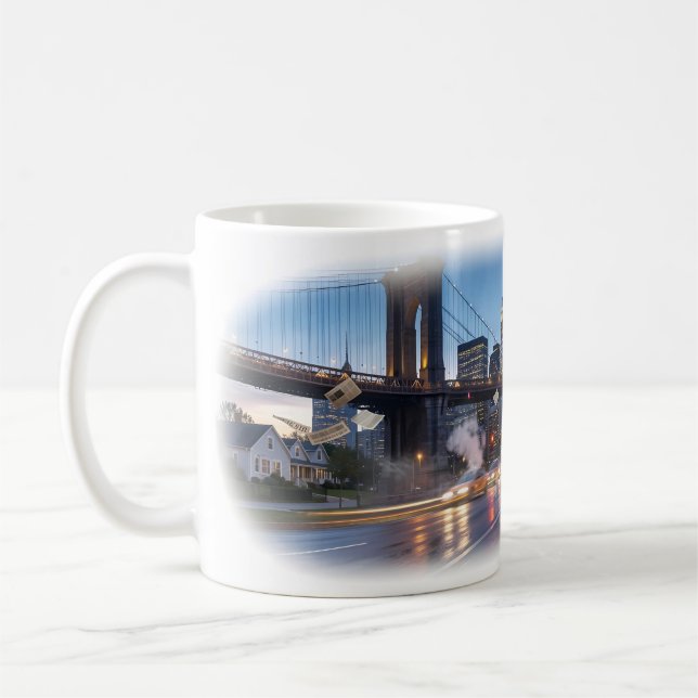 Brooklyn Rubriker vid Skymning Urban Konst Mugg (Vänster)