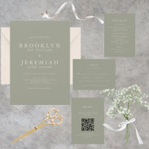 BROOKLYN Sage Modern bröllopsinbjudan