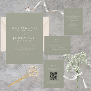 BROOKLYN Sage Modern bröllopsinbjudan Inbjudningar