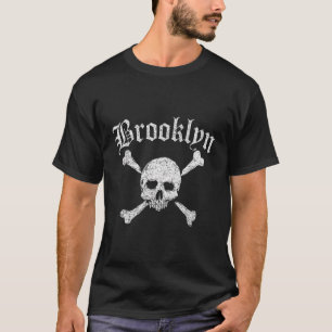 Brooklyn Skull och korsben - tryckt utskrift T Shirt