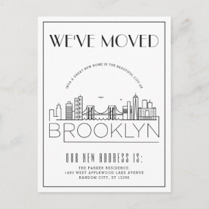 Brooklyn Skyline Modern Deco Byte av Adress Meddelande Vykort