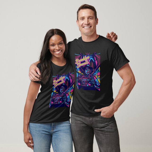 Brooklyn Sounds Boombox Bridge Art T Shirt (Unisex)