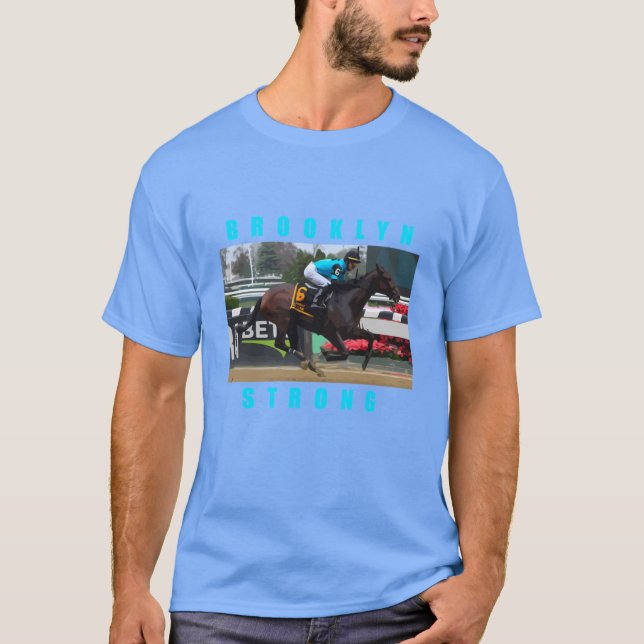 Brooklyn Strong Horseracing Blue T Shirt (Framsida)