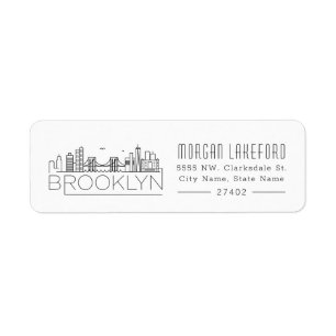 Brooklyn Stylized Skyline Returadress Etikett