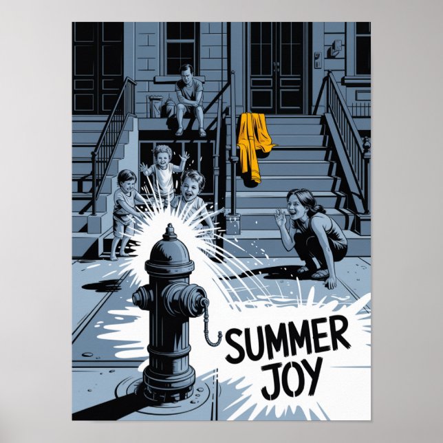 Brooklyn Summer Joy Hydrant Konst Poster (Framsidan)