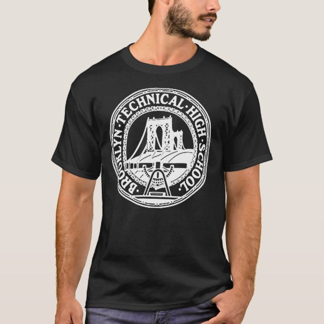 Brooklyn Technical High School - vit Logotyp   T Shirt (Framsida)
