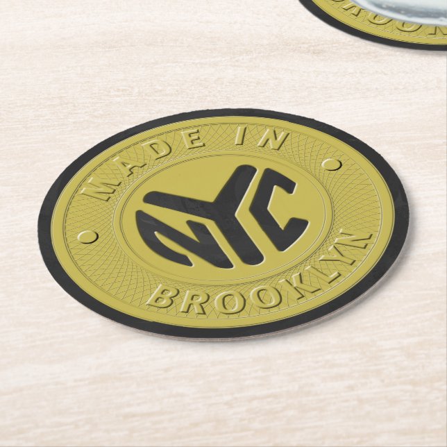 Brooklyn tunnelbanantecken underlägg papper rund (Vinklad)