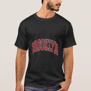 Brooklyn Varsity Stil Red Text T Shirt