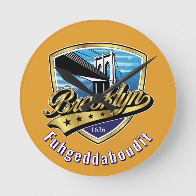 Brooklynsköld och Swoosh-design Rund Klocka (Framsida)