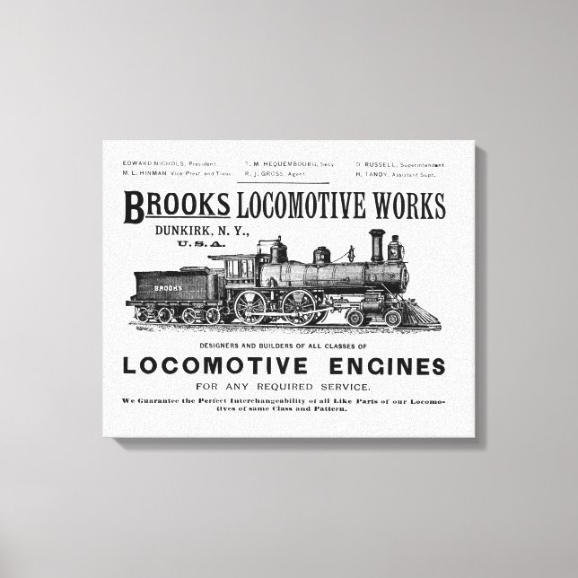 Brooks Steam Locomotive Works 1890 Canvastryck (Framsida)