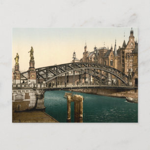Brooksbrucke-bron, Hamburg, Tyskland Vykort