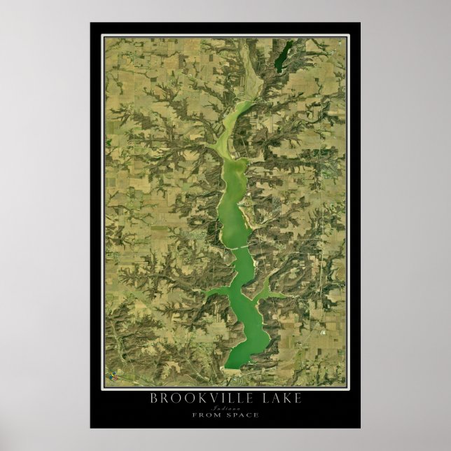 Brookville Sjö Indiana Satellite Image Poster (Framsidan)