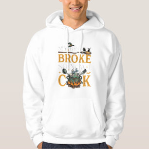 Broom Broke Halloween Kittel Dödskallar Svart Katt Hoodie