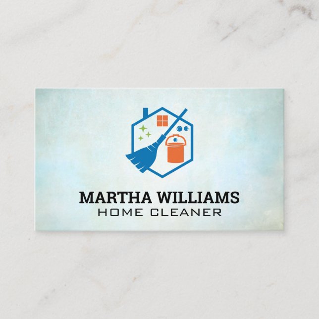 Broom Bucket | STÄDNING VERKTYG Visitkort (Framsida)