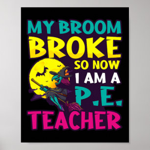 Broom Fattig Becacher Design Halloween Pe Tea Poster