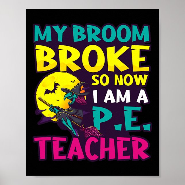 Broom Fattig Becacher Design Halloween Pe Tea Poster (Framsidan)