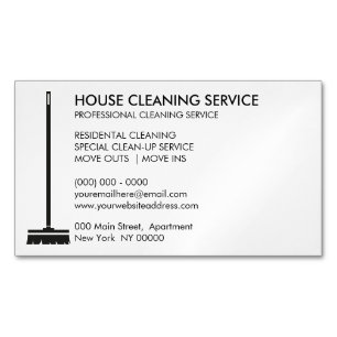 Broom Janitorial Cleaner Enkel Maid Magnetiska Visitkort