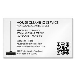 Broom Janitorial Cleaner Enkel Qr-kod Magnetiska Visitkort
