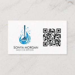 Broom Logo Modern Cleaning Services QR-kod Visitkort