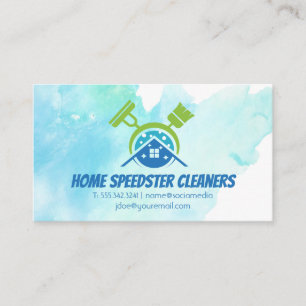 Broom Mop House-Städning Logotyp   Maid Visitkort