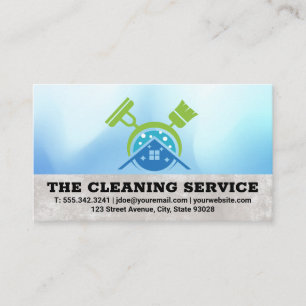 Broom Mop Logotypen städning leveranser hemifrån Visitkort