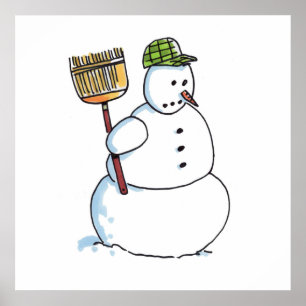 Broom Snögubbe glans poster