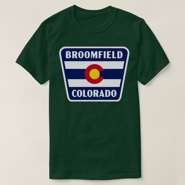 Broomfield Colorado Retro Flagga Badge Blue T Shirt (Design framsida)